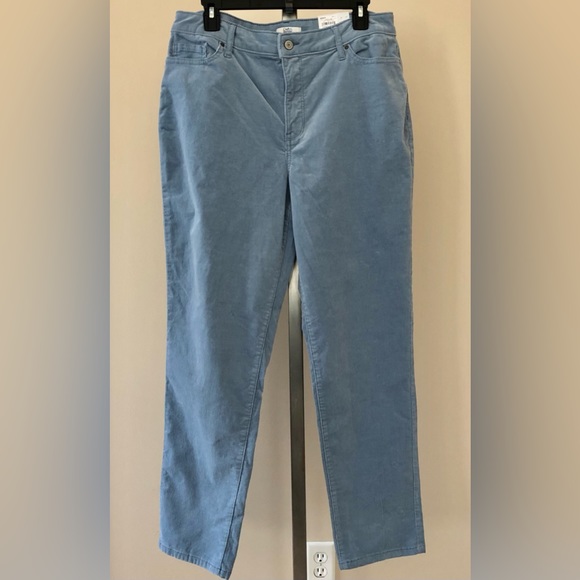 CROFT & BARROW WOMEN'S PANTS SIZE 14 LIGHT BLUE CORDUROY STRAIGHT LEG MID RISE - Picture 6 of 11